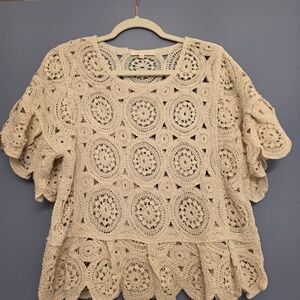 Elegant Crochet Lace Top - Cream